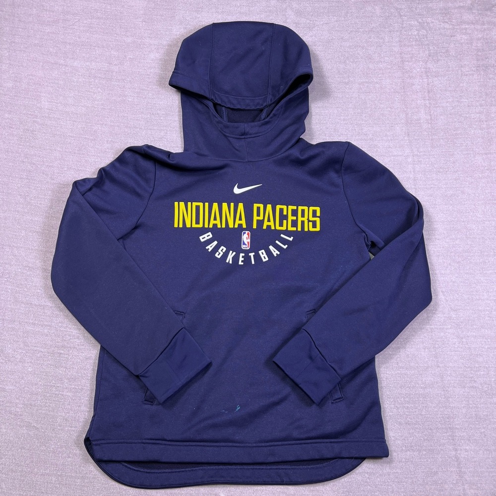 Nike Indiana Pacers Dri-Fit Pullover Hoodie Kids Size Large Navy Blue Polyester